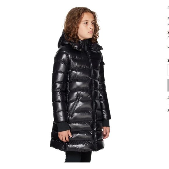 Moncler Girls' Moka Long Coat Shiny Black Long Puffer Jacket Size 6 - Picture 3 of 15